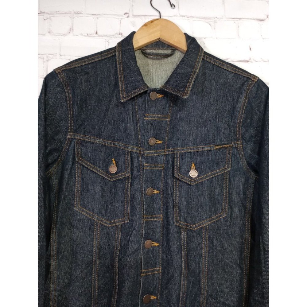 Nudie Jeans "Perry" Organic Cotton Blue Denim Button Up Jean Jacket Sz Medium - Picture 3 of 11